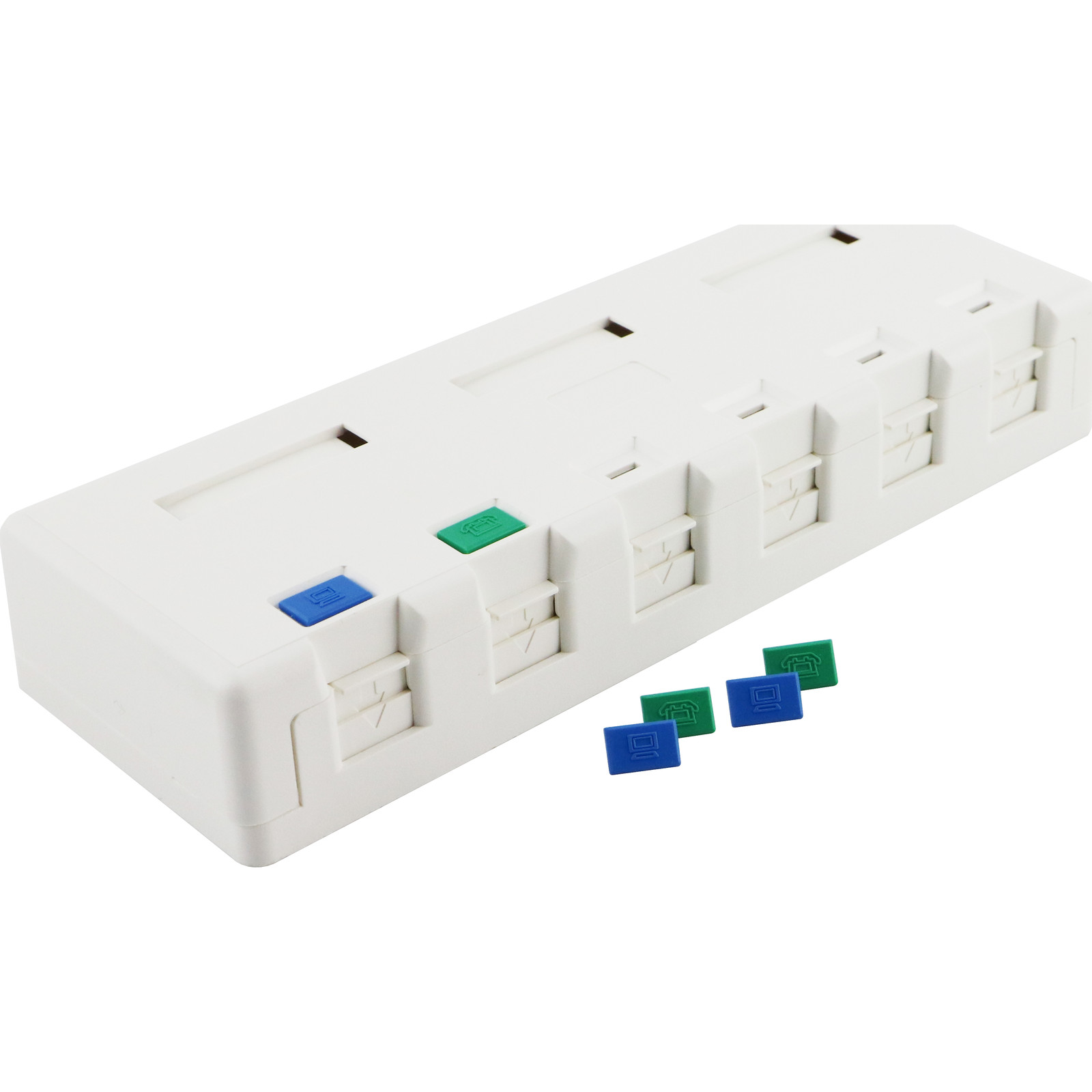 Boîtier de montage en surface Excel Plus de cat. 5e, 6 ports, blanc