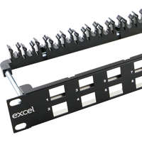 Excel Unloaded 24 Port Keystone Patch Panel Frame Angled 1U Black