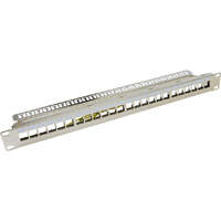 Excel Unloaded 24 Port Keystone Patch Panel Frame 1U Chrome