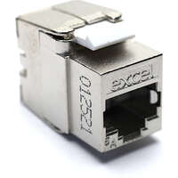 Excel Cat6A FTP Screened Low Profile Keystone Jack Toolless Silver Nordic Market (Box 24)