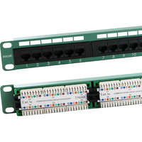Excel Cat5e 24 Port Unscreened Patch Panel 1U LSA Punch Down Green