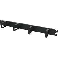 Excel Cable Management Bar - 1U - 4 Vertical Metal Hoops - 65mm - Black