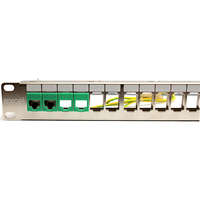 Excel 24 Port Screened Keystone Patch Panel Coloured ID Ports Frame 1U Silver