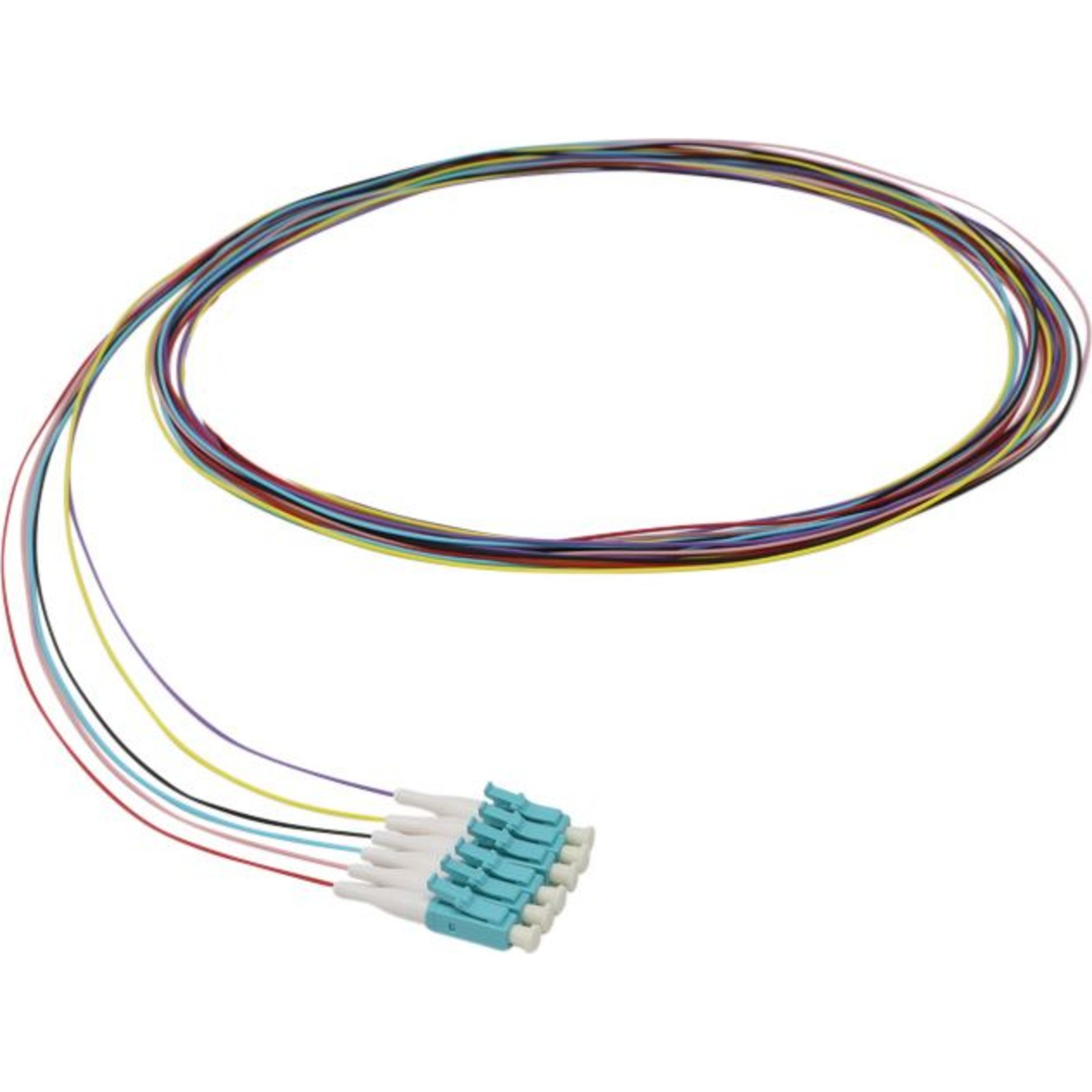 Pigtail fibre Enbeam OM3 50/125 LC/UPC paquet de 12 couleurs (TIA 598) - 2 m