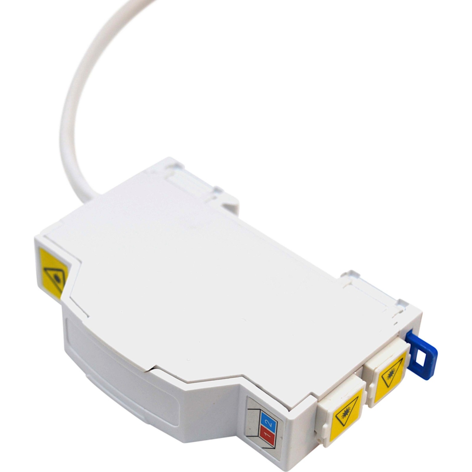 Module SCA à rail DIN Enbeam 1 fibre équipé d'un adaptateur avec plastron SCA