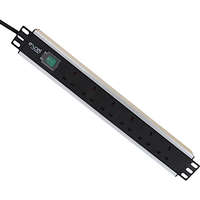 Excel 6 Way Horizontal PDU 6x UK Socket Passive 13A C20 Plug Switched