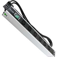 Excel 6 Way Horizontal PDU 6x C13 Socket Passive 10 A C20 Plug Switched