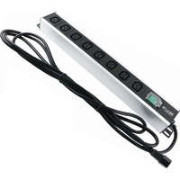 Excel 8 Way Horizntal PDU 8x C13 Socket Passive 10A C20 Plug Switched