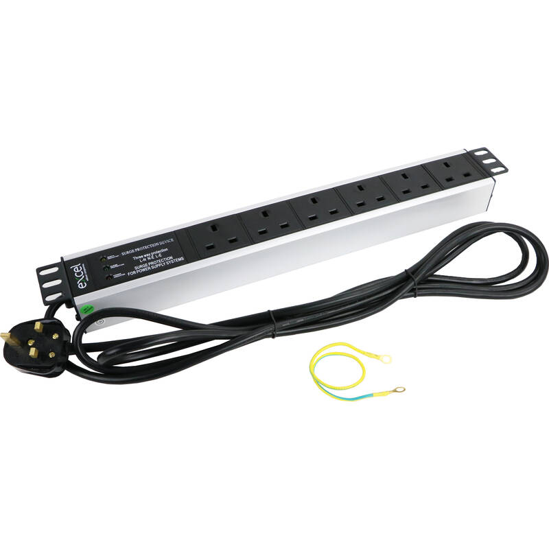 D13-6HF-EXL - Excel 6 Way Horiz PDU 6x UK Socket UK Plug Filtered