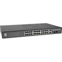 LevelOne 28 Port Web Smart Gigabit PoE Switch 24 PoE 2 x SFP and 2 x Rj45 Uplink 375W