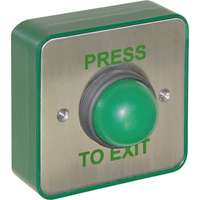 Green Dome Exit Button with Green Surface Back Box "PRESS TO EXIT"