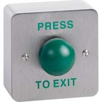 STP Surface Mount Green Dome button screen printed "PRESS TO Exit"