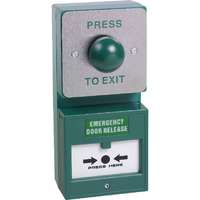 Green dome exit button with double pole resettable b/glass