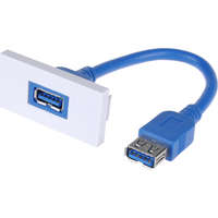 aura Euro Module USB3.0 Type A Fly Lead Nickel Plated White